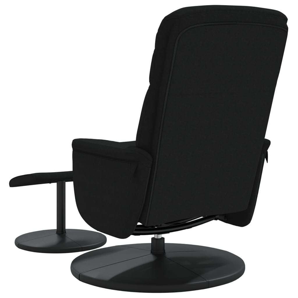 vidaXL atpūtas krēsls ar kāju soliņu, atgāžams, melns samts