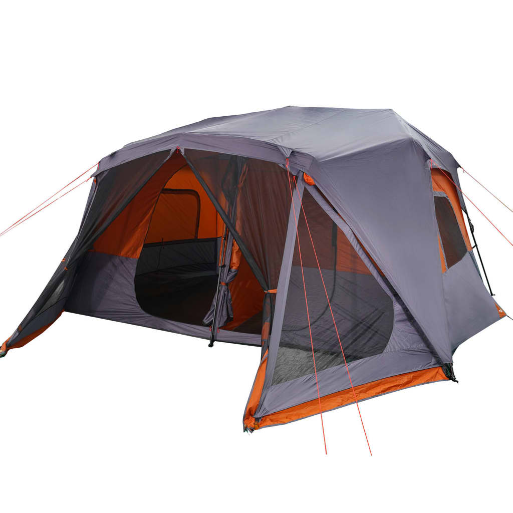 vidaXL kempinga telts 10 personām, pelēka, oranža, ūdensnecaurlaidīga