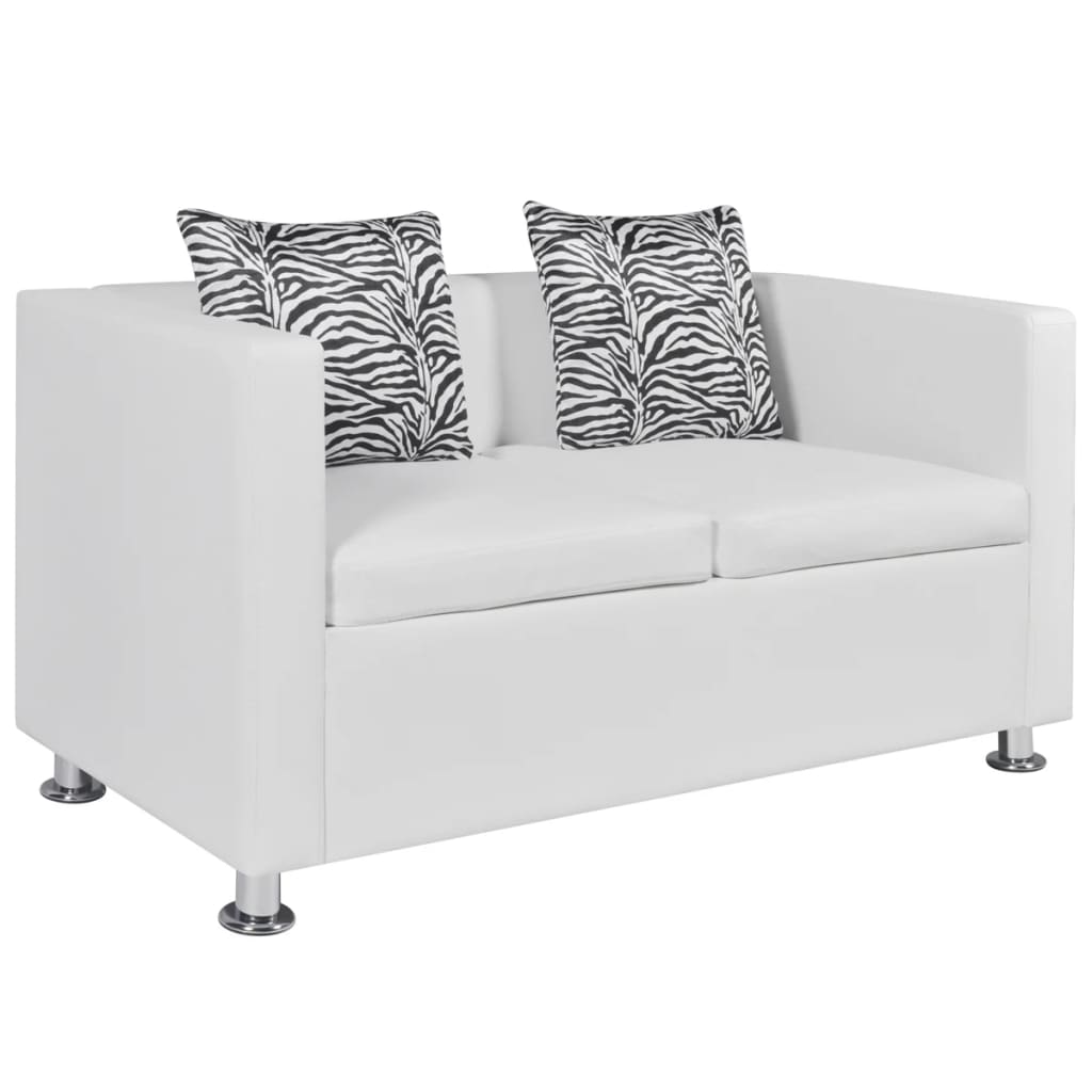 vidaXL dīvānu komplekts, 2 dīvāni, balta mākslīgā āda