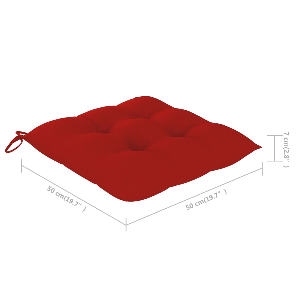 vidaXL šūpuļkrēsls ar sarkanu matraci, masīvs tīkkoks