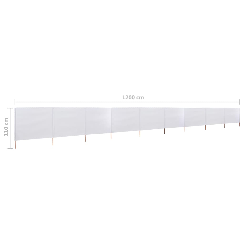 vidaXL 9 paneļu vēja aizsargsiets, smilšu balts, 1200x80 cm, audums