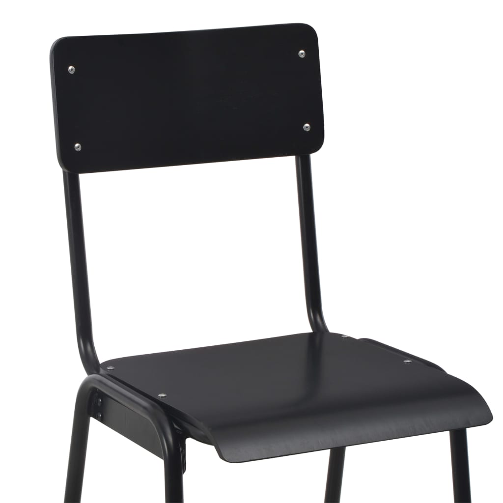 vidaXL bāra krēsli, 2 gab., saplāksnis un tērauds, melni