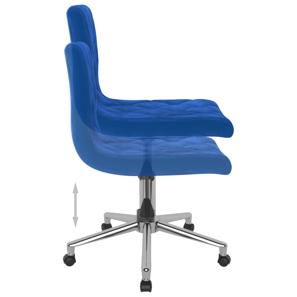 vidaXL grozāmi virtuves krēsli, 2 gab., zils samts