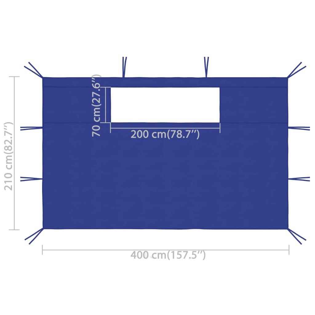 vidaXL dārza nojumes sienas ar logiem, 2 gab., 4x2,1 m, zilas