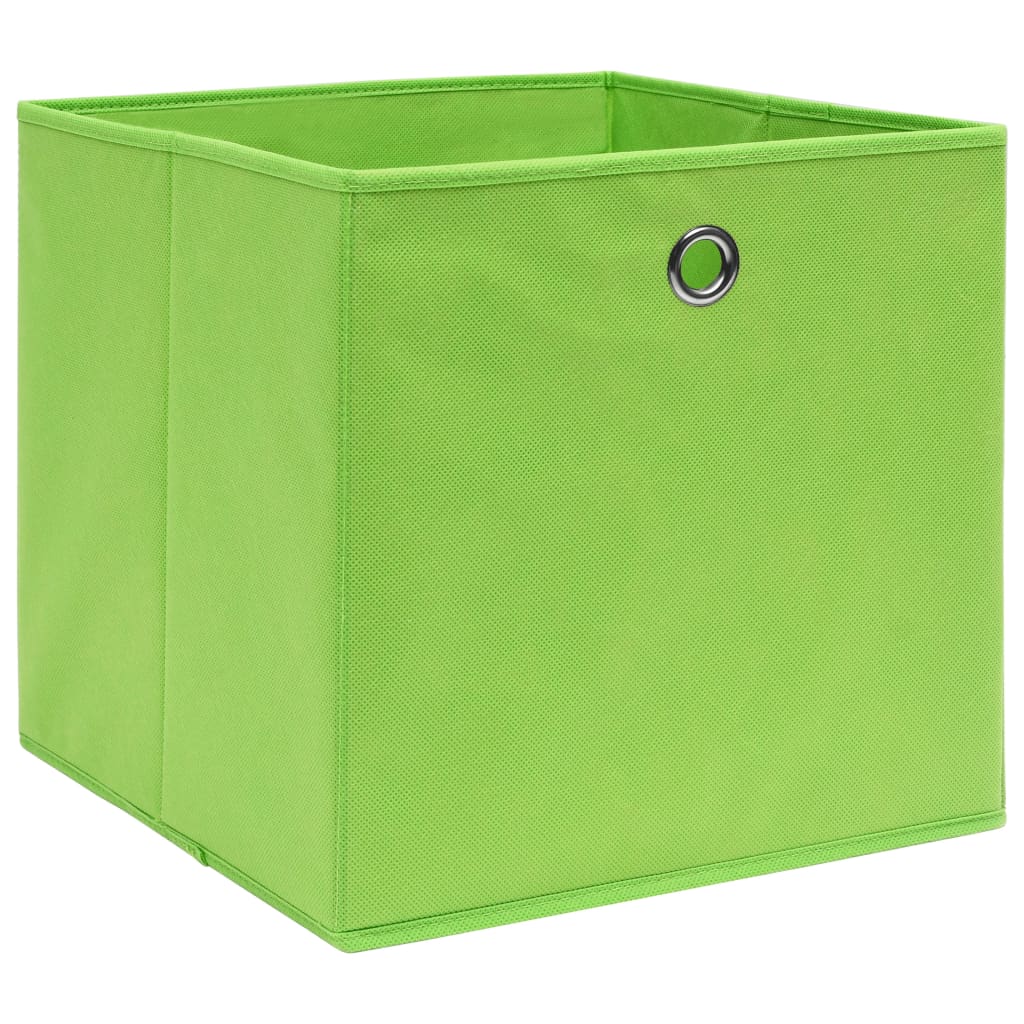 vidaXL uzglabāšanas kastes, 10 gab., 28x28x28 cm, zaļš neausts audums