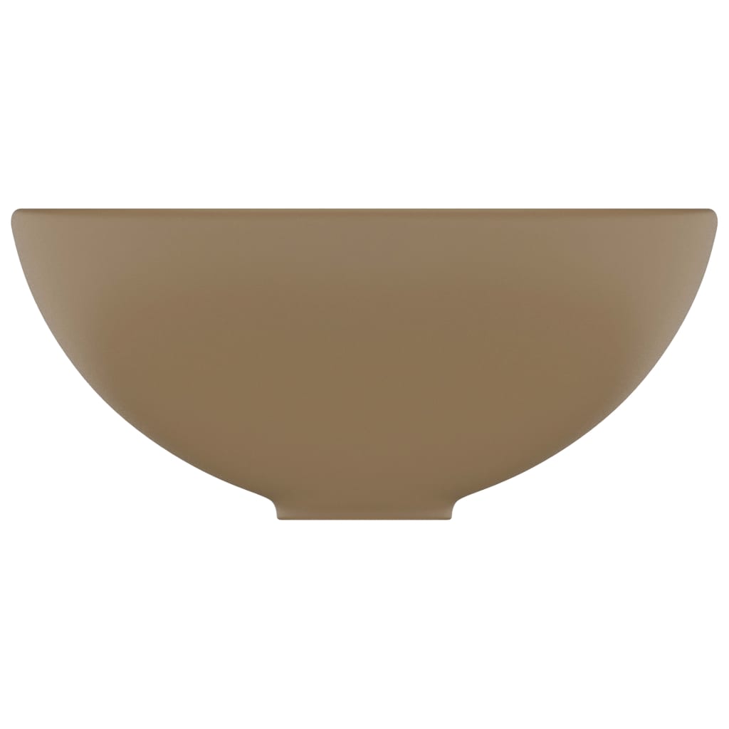 vidaXL izlietne, apaļa, 32,5x14 cm, matēta krēmkrāsas keramika