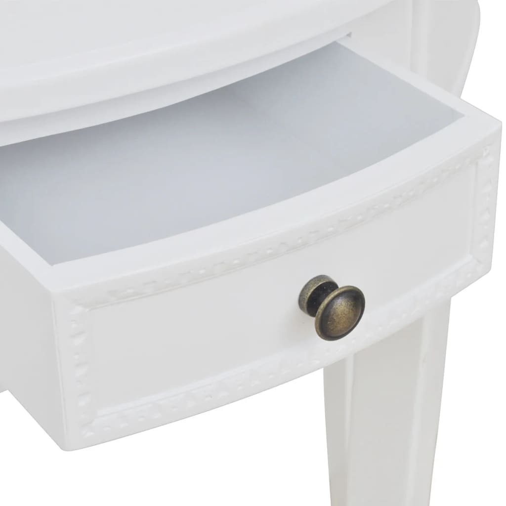 vidaXL konsoles galdiņš ar atvilktni, pusapļa forma, balts