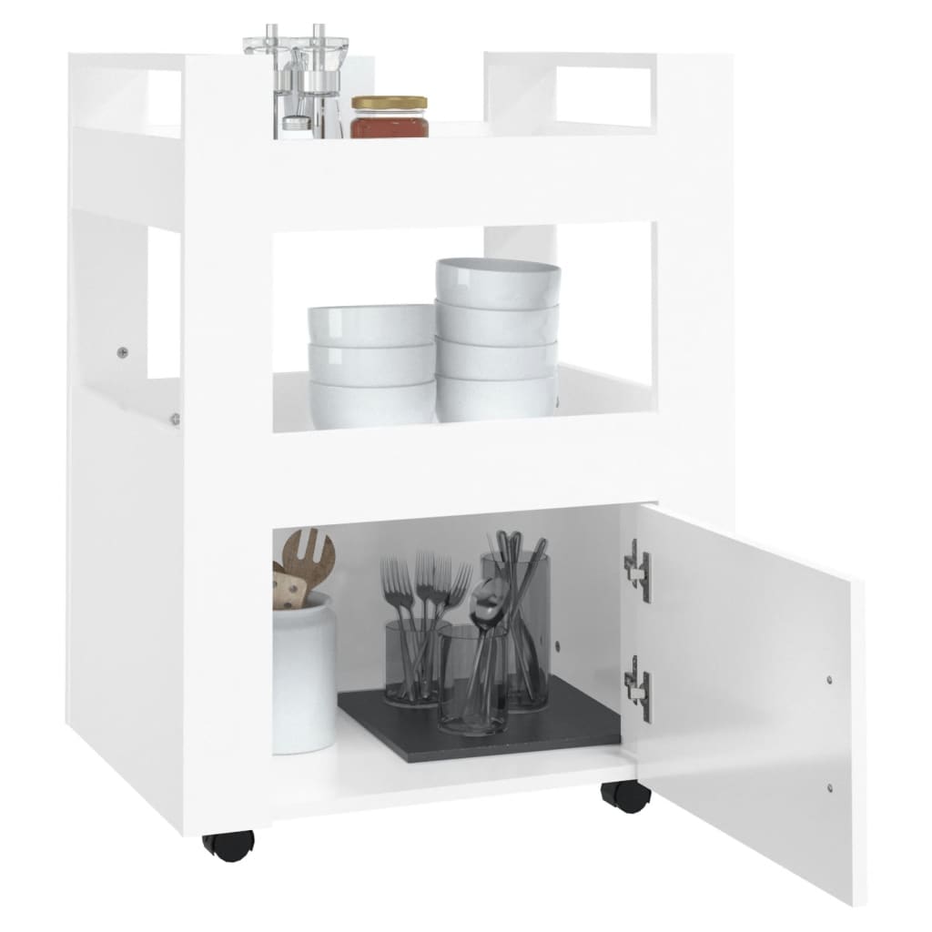 vidaXL virtuves ratiņi, spīdīgi balti, 60x45x80 cm, inženierijas koks