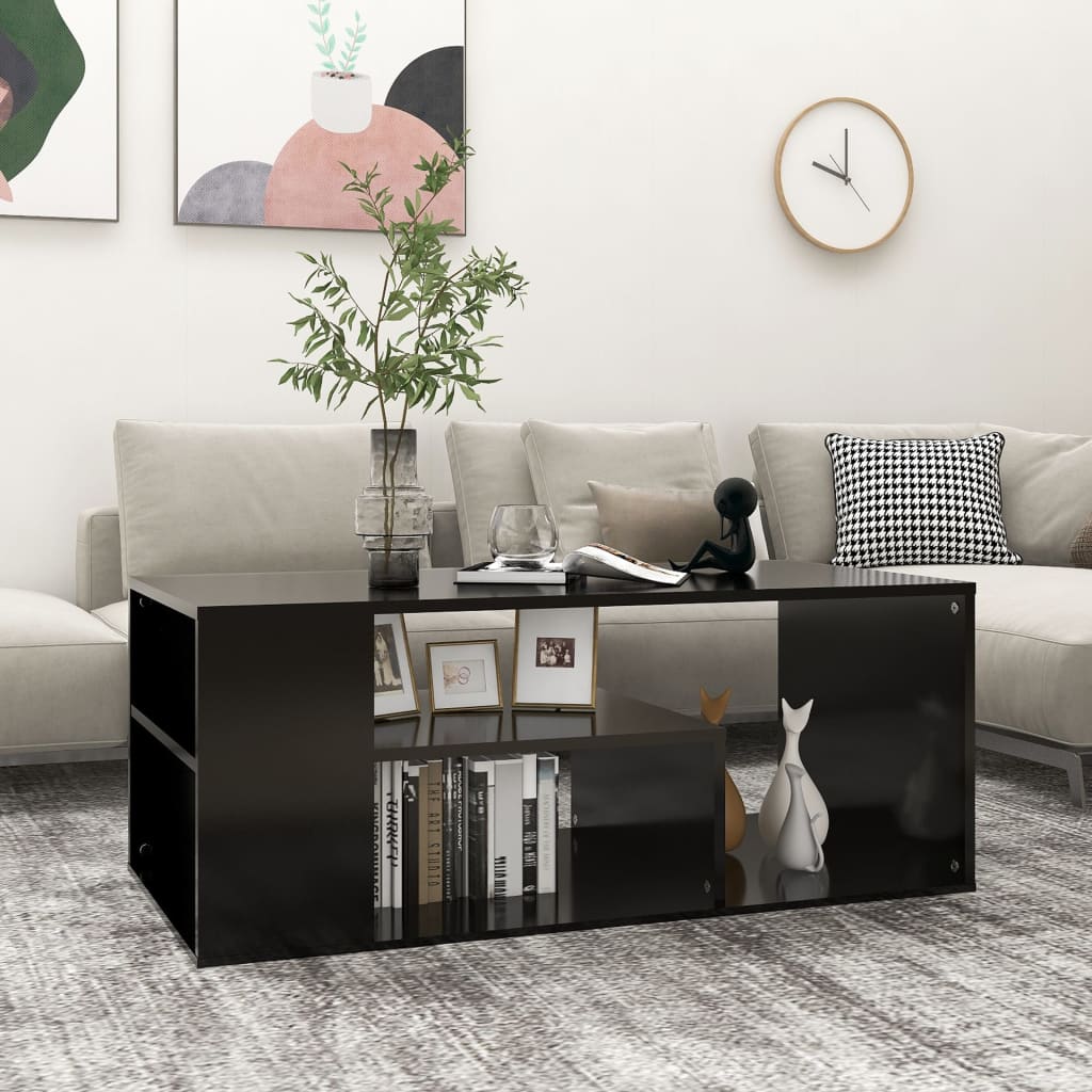 vidaXL kafijas galdiņš, melns, 100x50x40 cm, skaidu plāksne