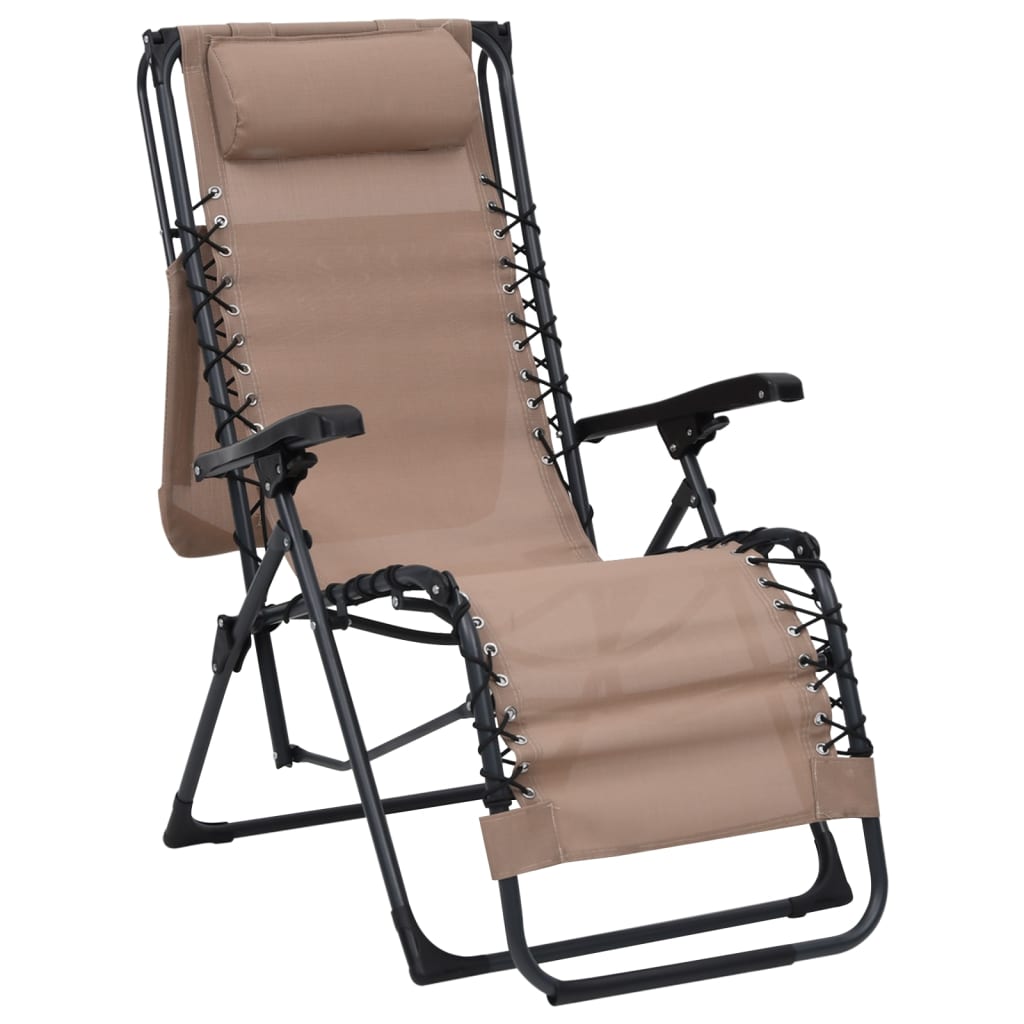 vidaXL salokāms pludmales krēsls, pelēkbrūns tekstilēns