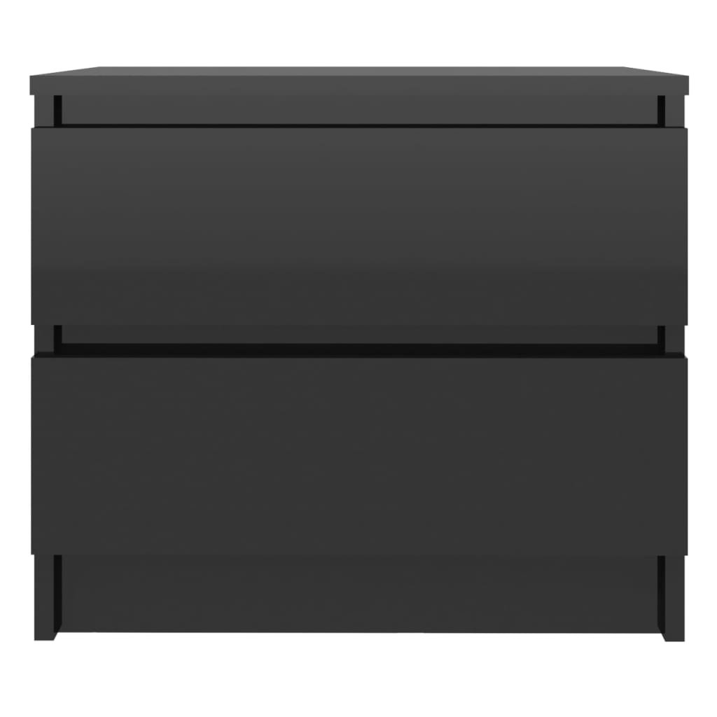 vidaXL naktsskapītis, spīdīgi melns, 50x39x43,5 cm, skaidu plāksne