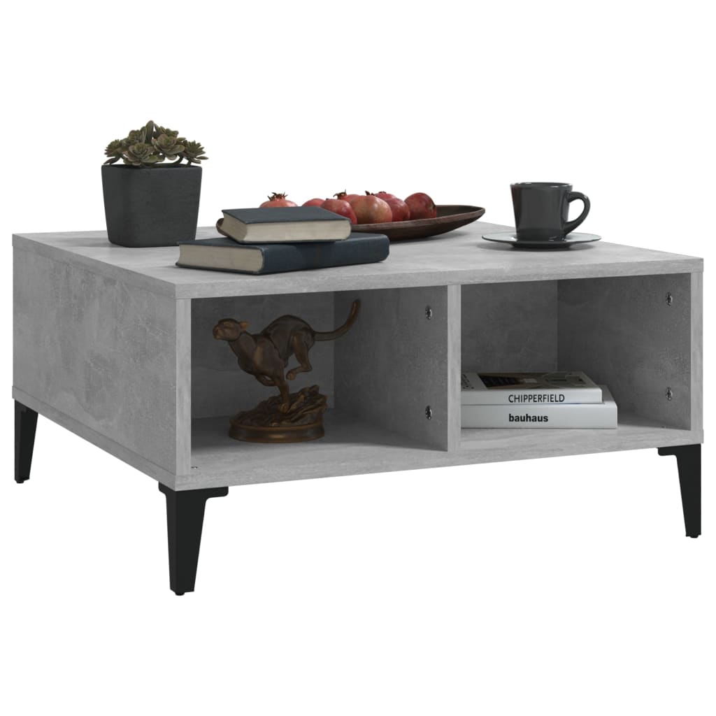 vidaXL kafijas galdiņš, betona pelēks, 60x60x30 cm, skaidu plāksne