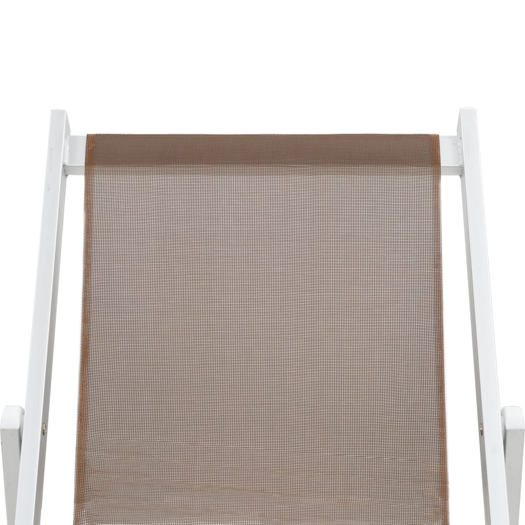 vidaXL pludmales krēsli, 2 gab., alumīnijs, tekstilēns, brūni