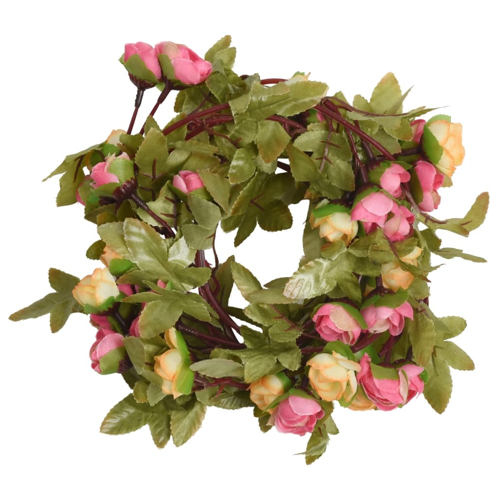 vidaXL mākslīgo ziedu vītnes, 6 gab., rozā, 215 cm