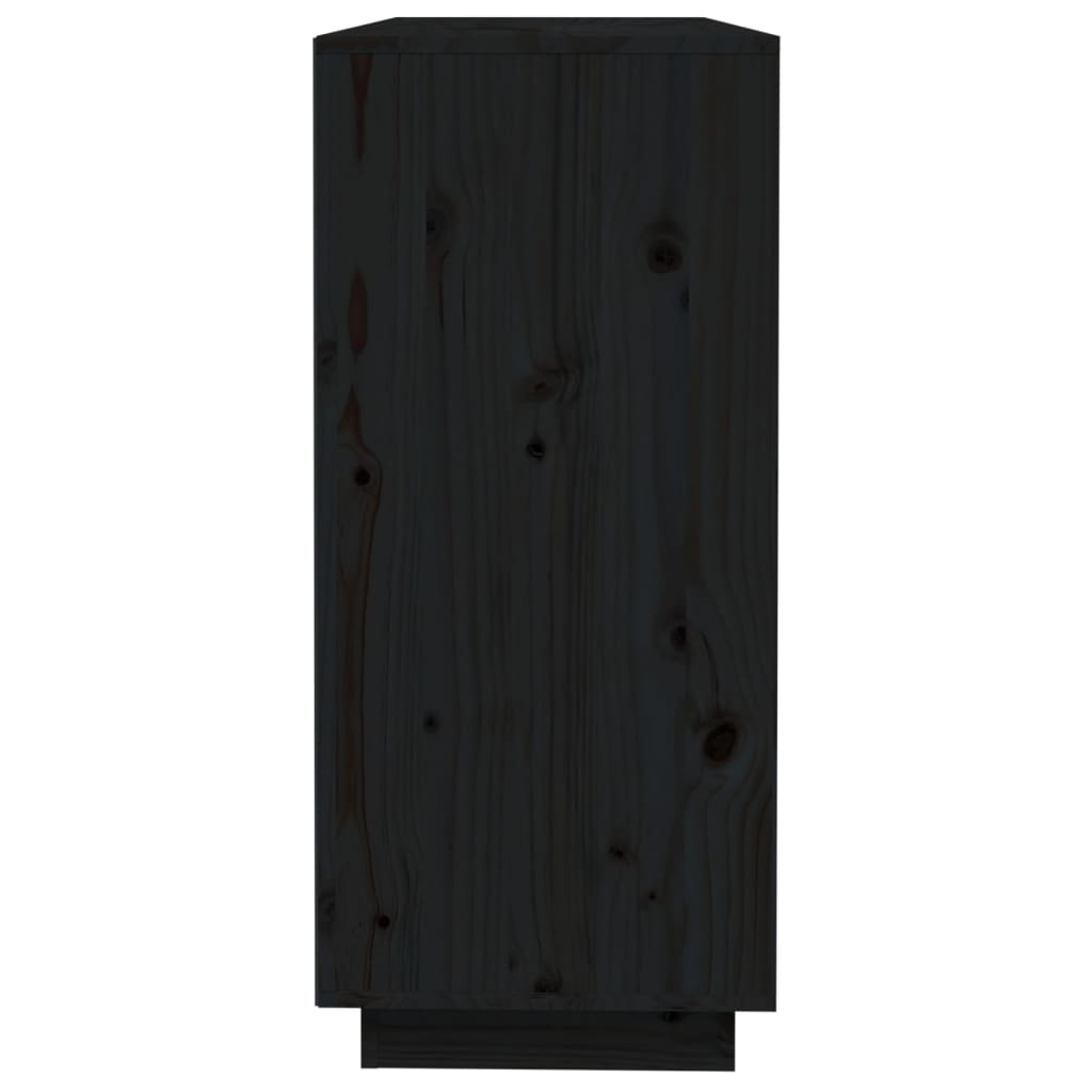 vidaXL kumode, melna, 110,5x35x80 cm, priedes masīvkoks