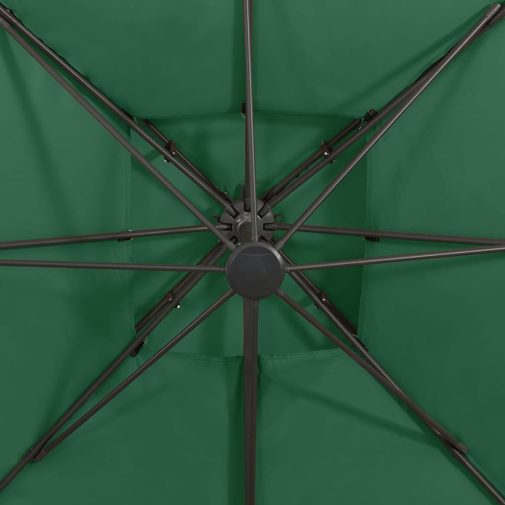 vidaXL dārza saulessargs ar divkāršu jumtu, 300x300 cm, zaļš