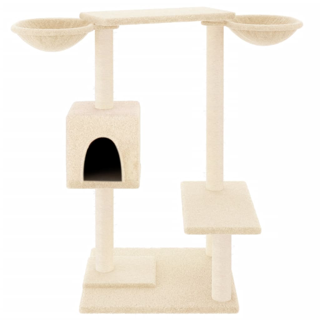 vidaXL kaķu māja ar stabiem nagu asināšanai, 82 cm, krēmkrāsas