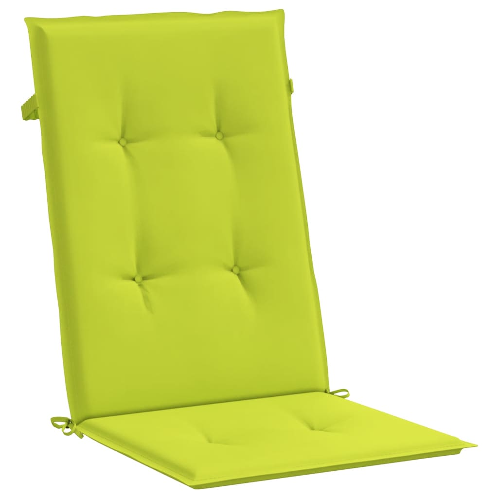 vidaXL dārza krēslu spilveni, 2 gb., spilgti zaļi, 120x50x3 cm, audums