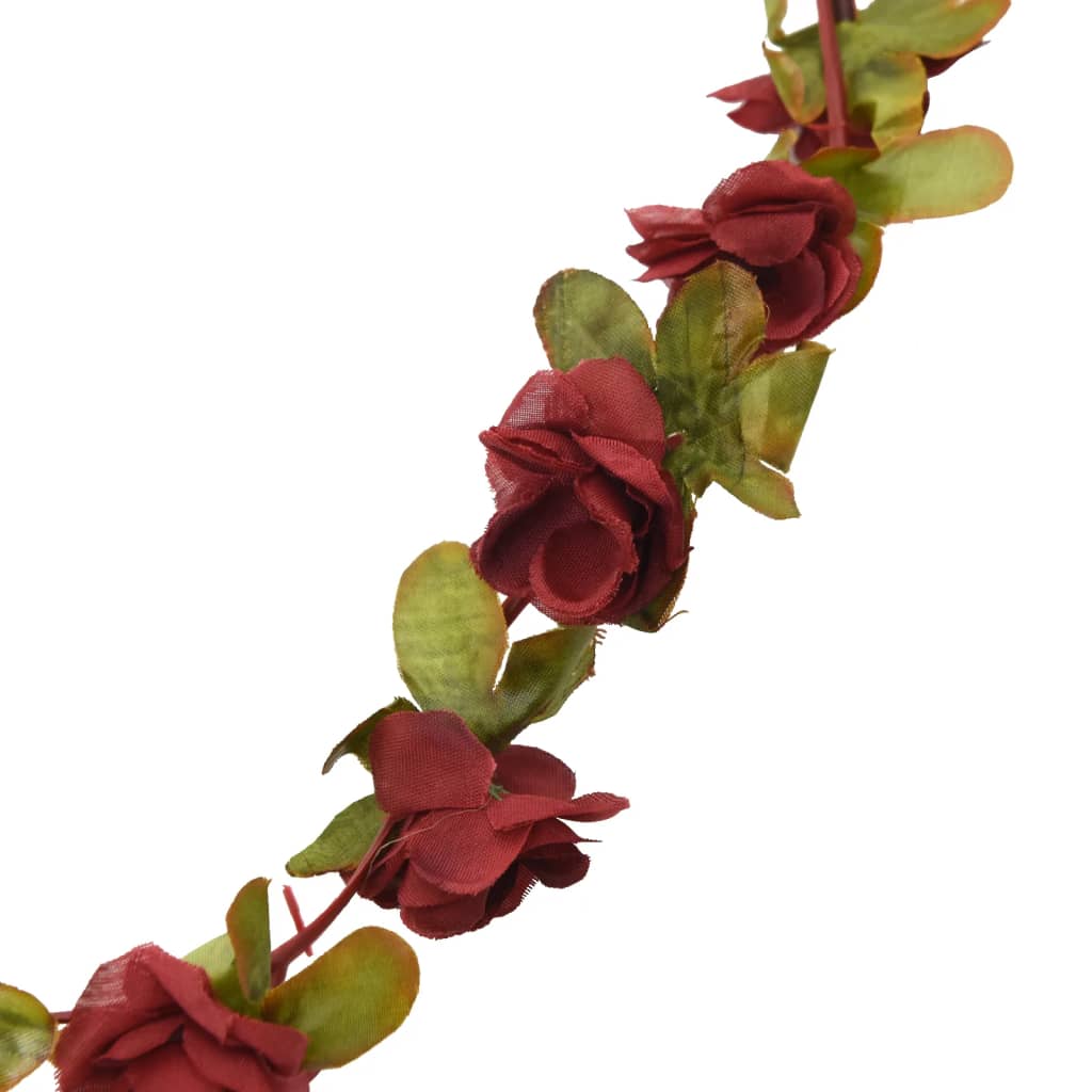 vidaXL mākslīgo ziedu vītnes, 6 gab., vīnsarkans, 250 cm