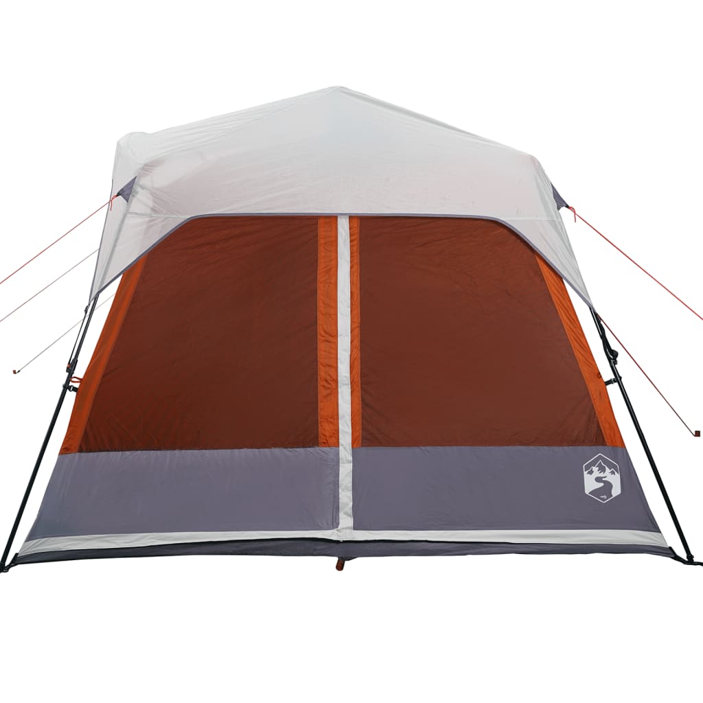 vidaXL kempinga telts ar LED, 9 personām, gaiši pelēka un oranža