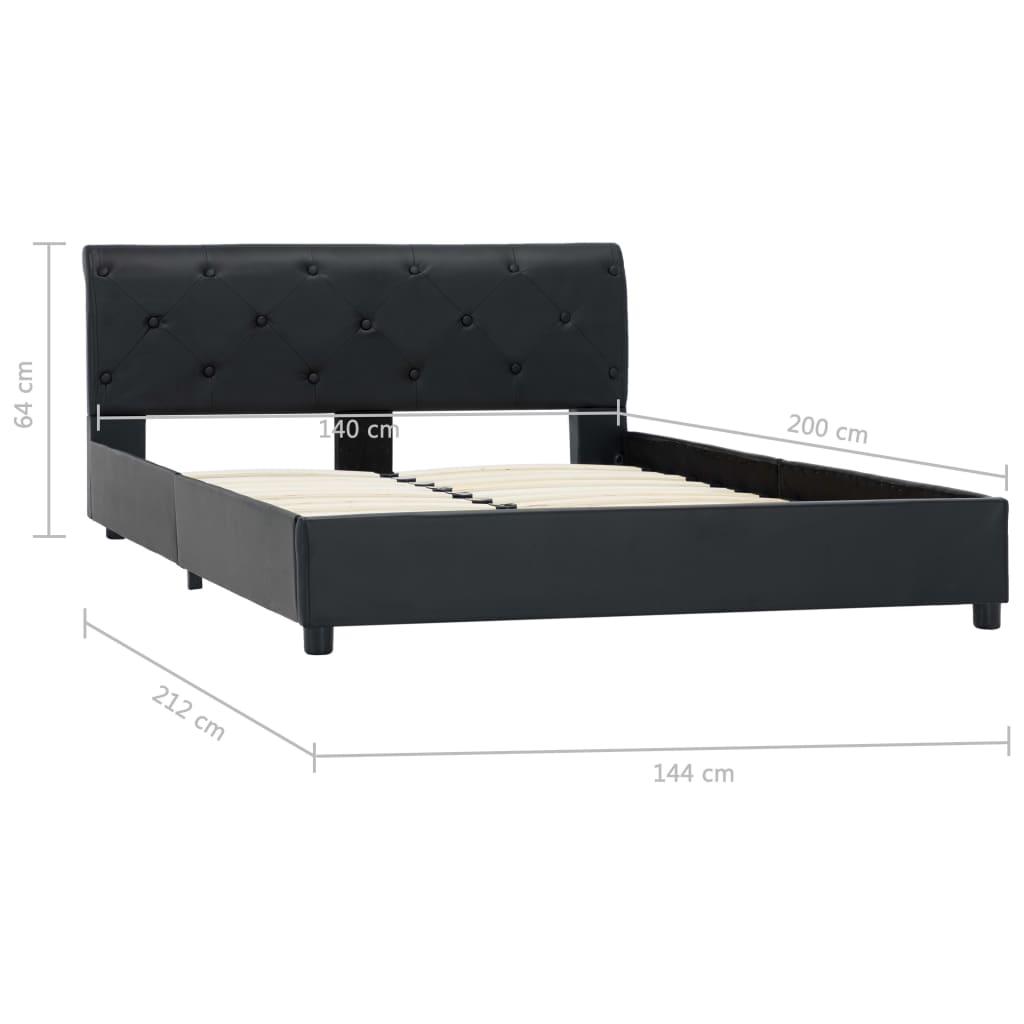 vidaXL gultas rāmis, melns mākslīgā āda, 140x200 cm