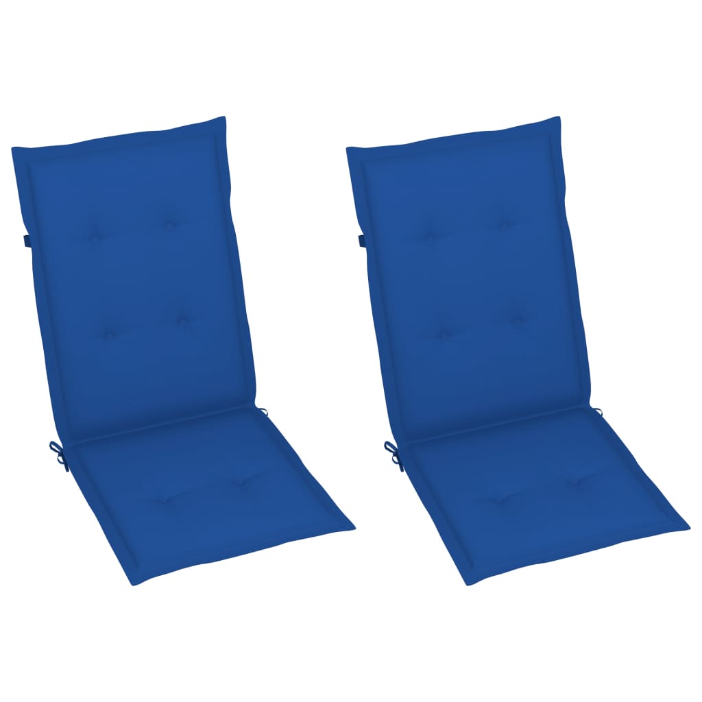 vidaXL dārza krēsli, 2 gab., koši zili matrači, masīvs tīkkoks
