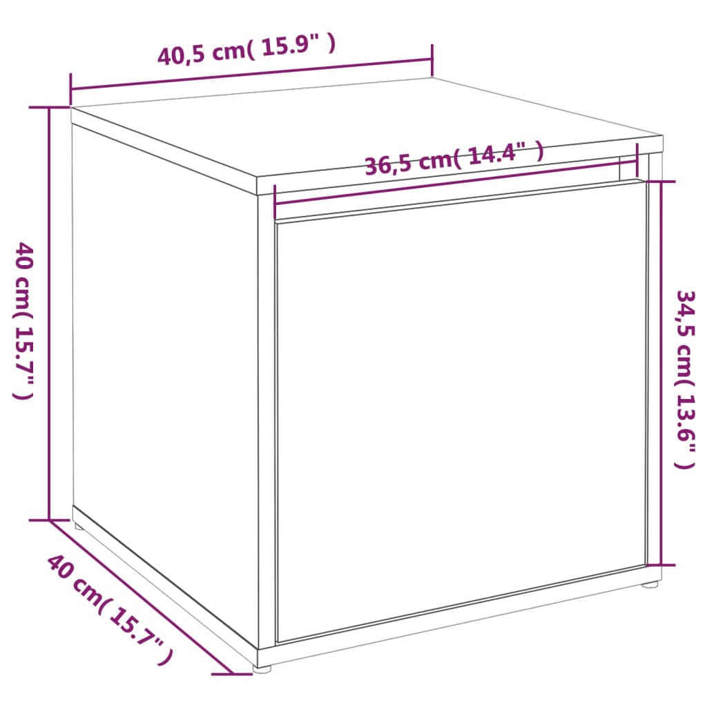vidaXL kaste ar atvilktni, balta, 40,5x40x40 cm, inženierijas koks