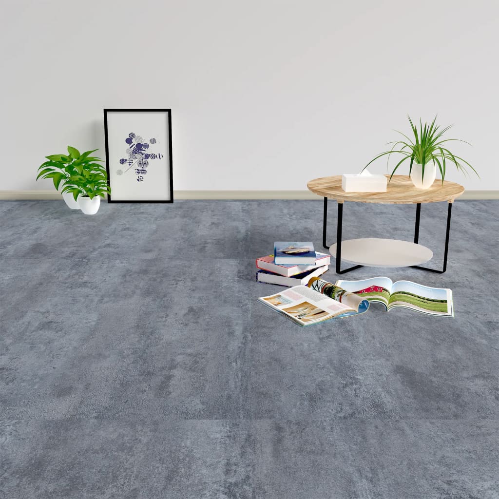 vidaXL grīdas flīzes, pašlīmējošas, 5,11 m², PVC, pelēka marmora krāsa