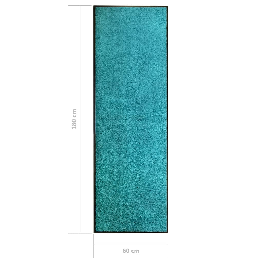 vidaXL durvju paklājs, mazgājams, ciānkrāsā, 60x180 cm