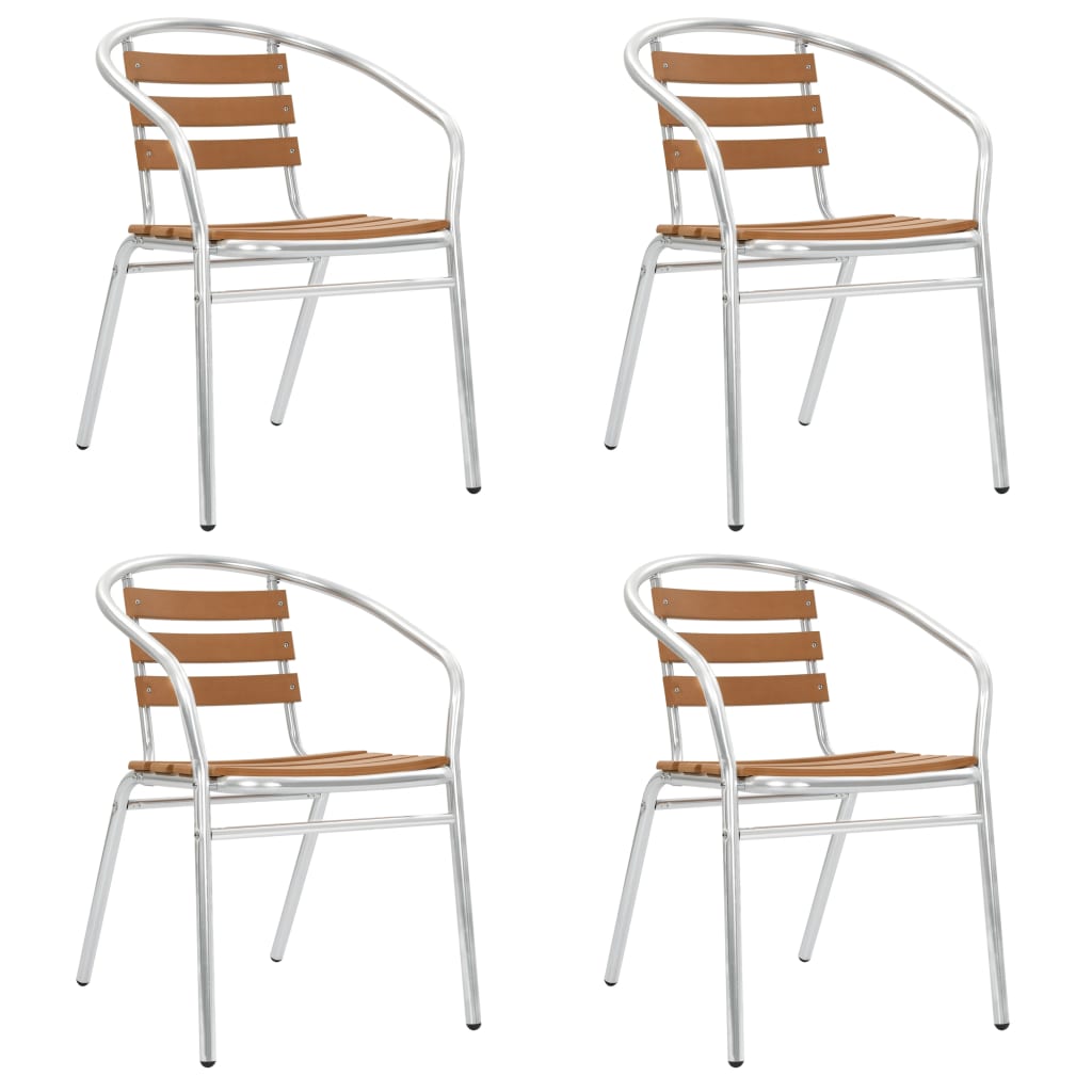 vidaXL dārza krēsli, 4 gab., alumīnijs un WPC, saliekami viens uz otra