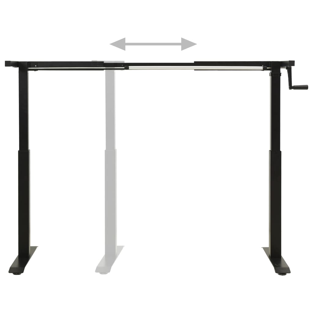 vidaXL galda rāmis, manuāli regulējams augstums, ar rokas kloķi, melns
