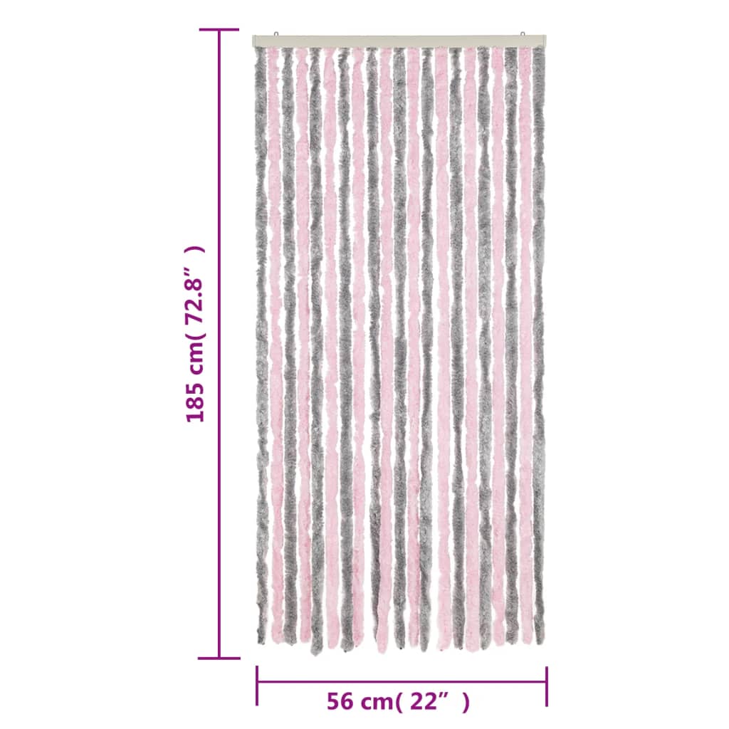 vidaXL kukaiņu aizkars, pelēks un rozā, 56x185 cm, šenils