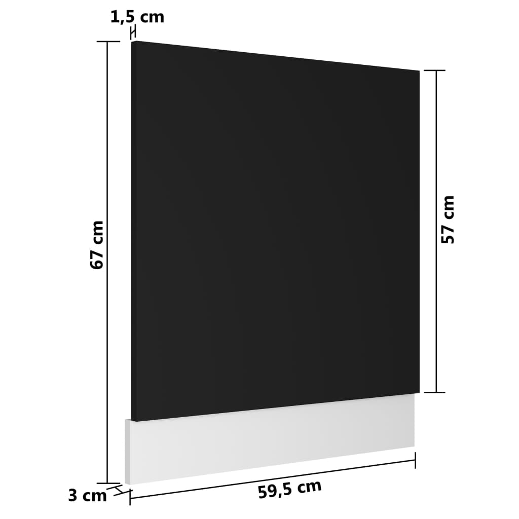 vidaXL trauku mazgājamās mašīnas panelis, melns, 59,5x3x67 cm