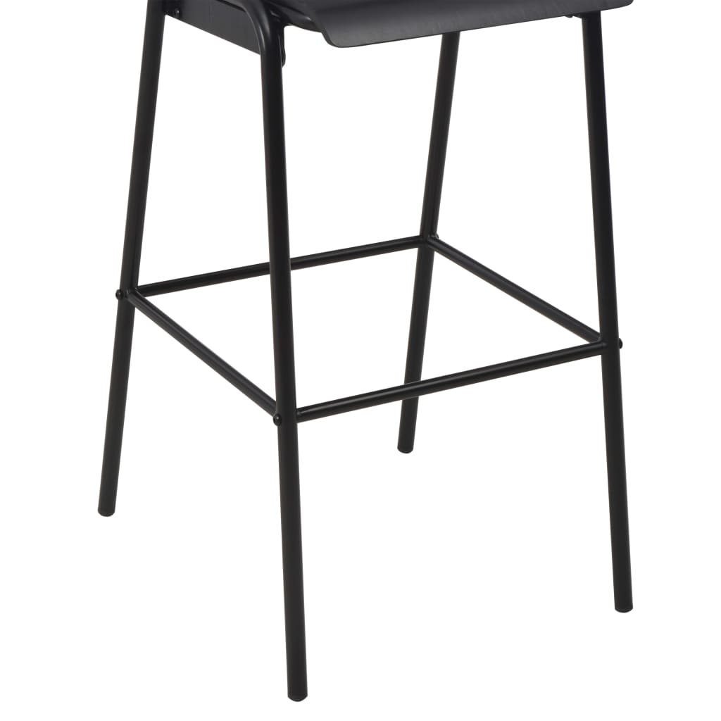 vidaXL bāra krēsli, 2 gab., saplāksnis un tērauds, melni