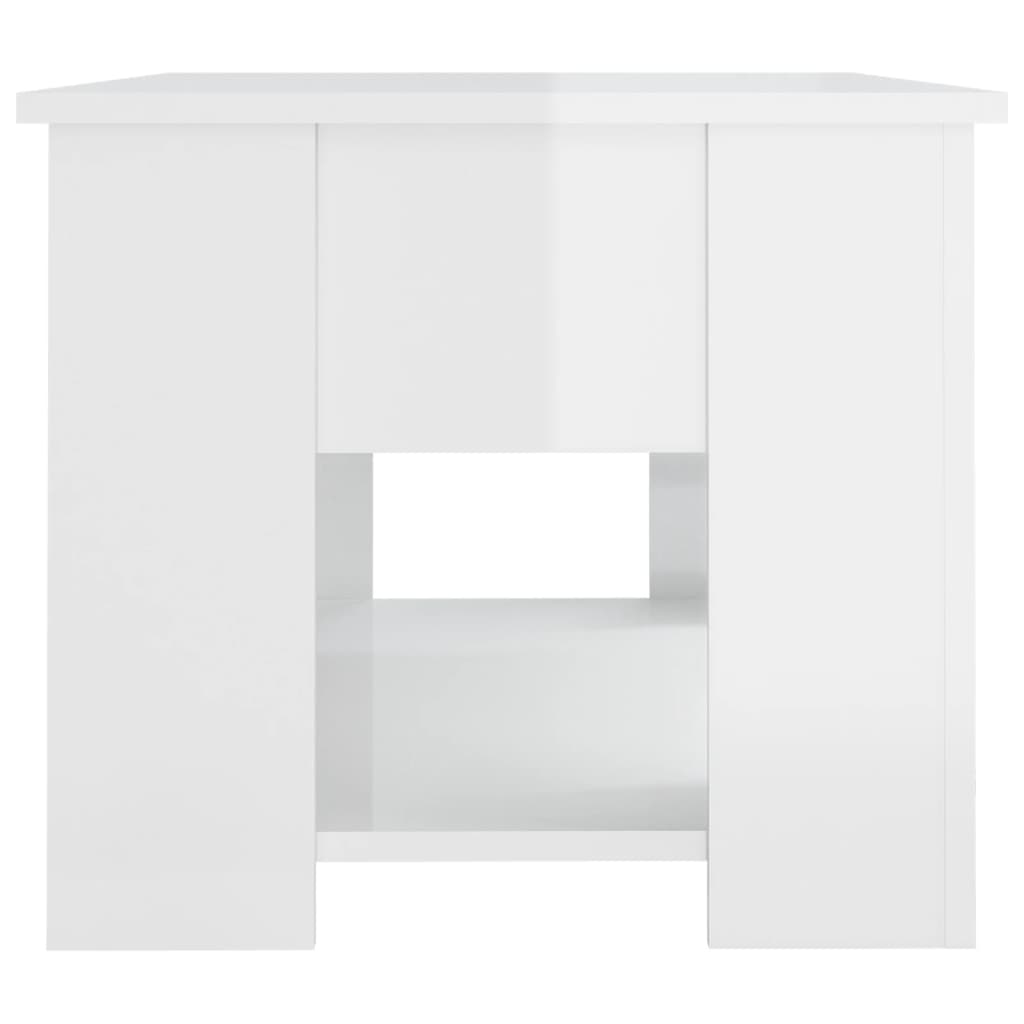 vidaXL kafijas galdiņš, spīdīgi balts, 79x49x41 cm, inženierijas koks