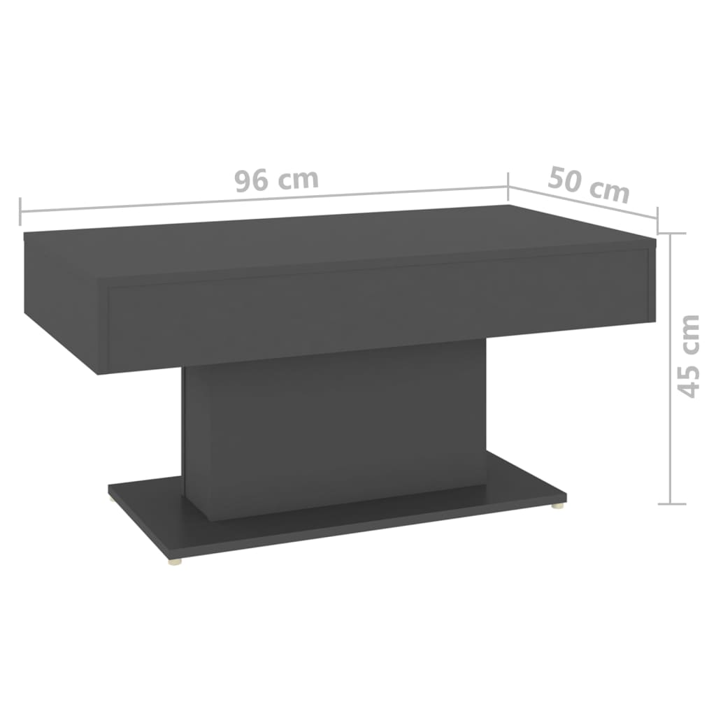 vidaXL kafijas galdiņš, pelēks, 96x50x45 cm, skaidu plāksne