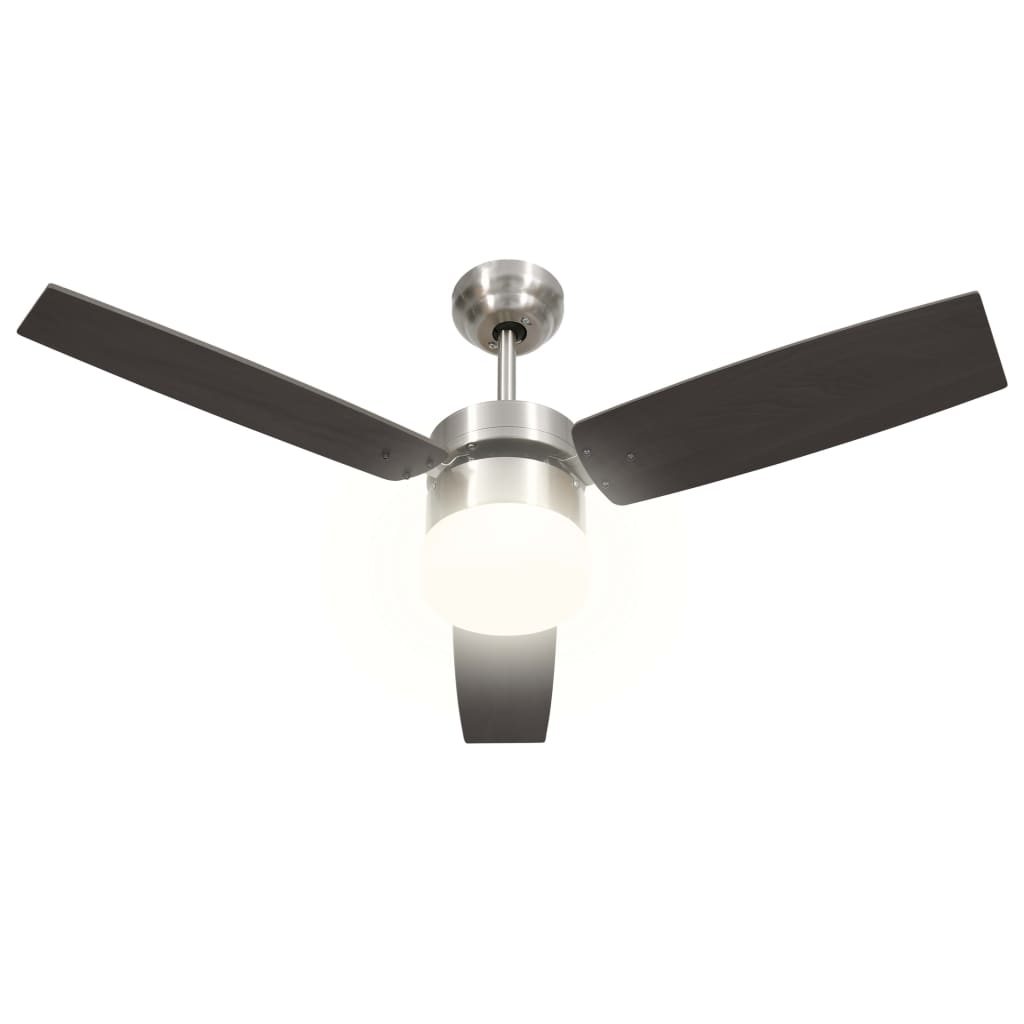 vidaXL griestu ventilators ar lampu un pulti, 108 cm, tumši brūns