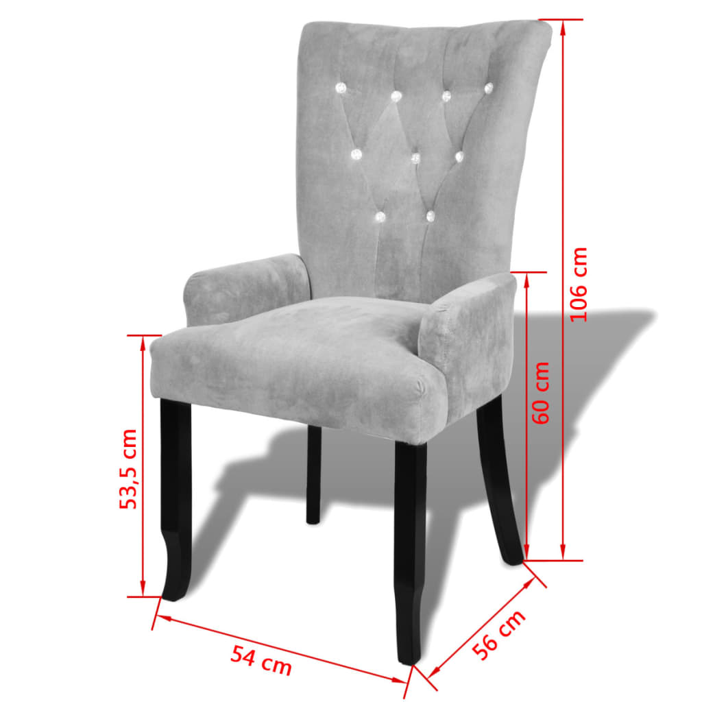 vidaXL atpūtas krēsls, sudraba krāsas samts