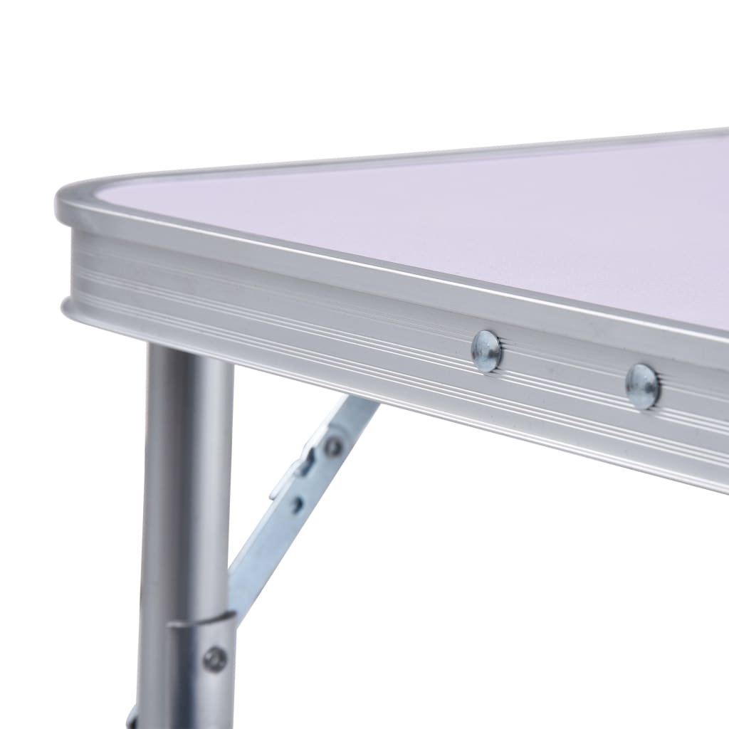 vidaXL saliekams kempinga galds, balts alumīnijs, 60x45 cm