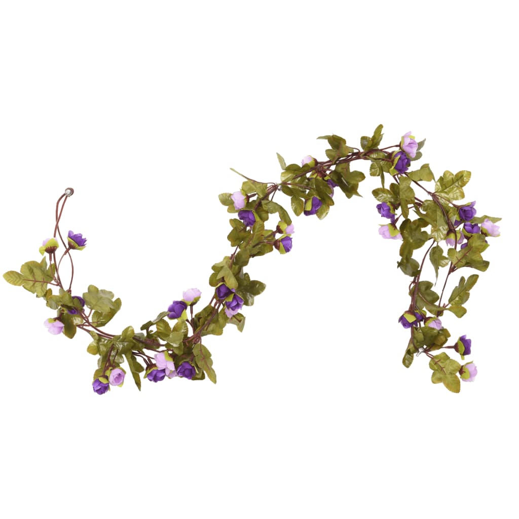 vidaXL mākslīgo ziedu vītnes, 6 gab., violetas, 215 cm