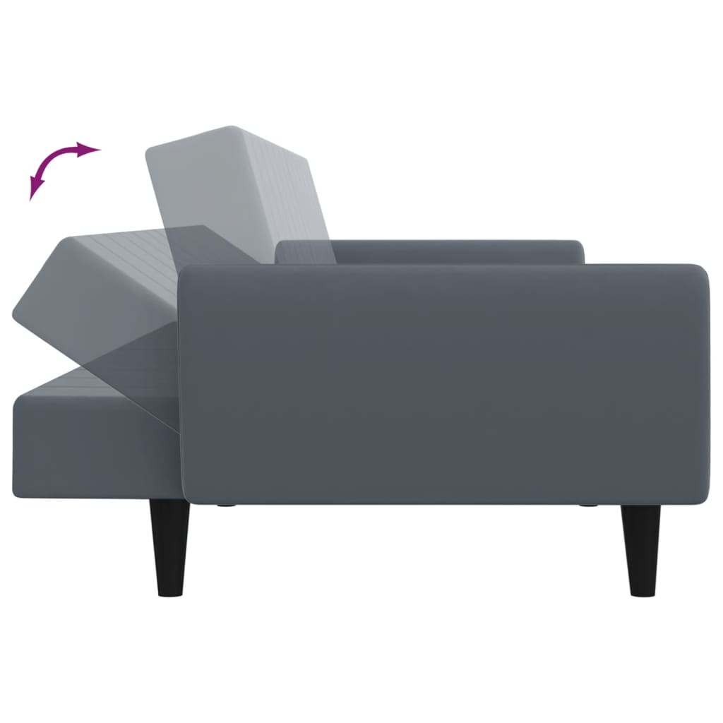 vidaXL 2-vietīga dīvāngulta ar kāju balstu, tumši pelēks samts