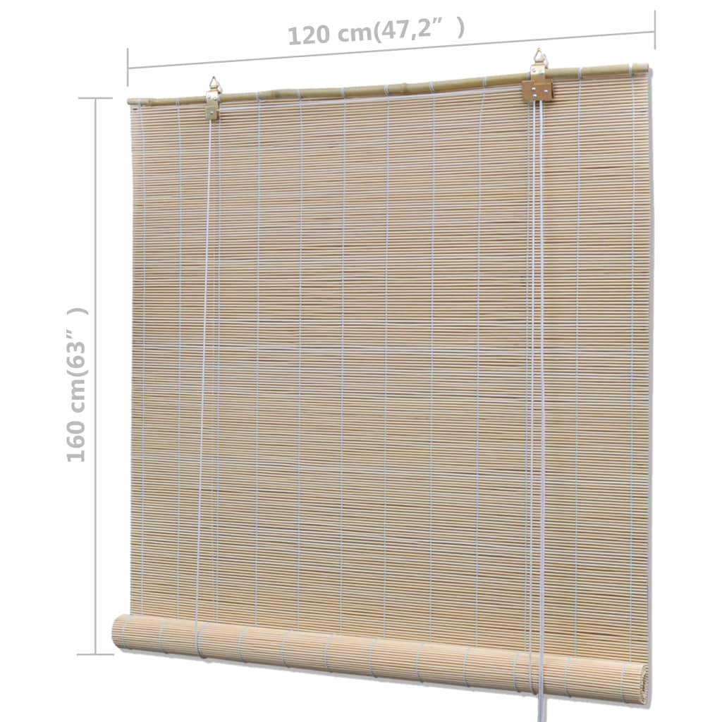 vidaXL ruļļu žalūzijas, 2 gab., dabisks bambuss, 120x160 cm