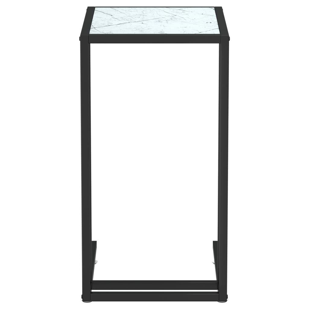 vidaXL datorgaldiņš, 50x35x65 cm, balts marmora raksts, rūdīts stikls