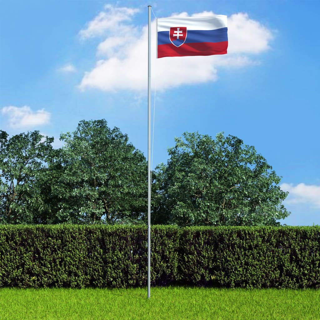 vidaXL Slovākijas karogs un karoga masts, alumīnijs, 4 m