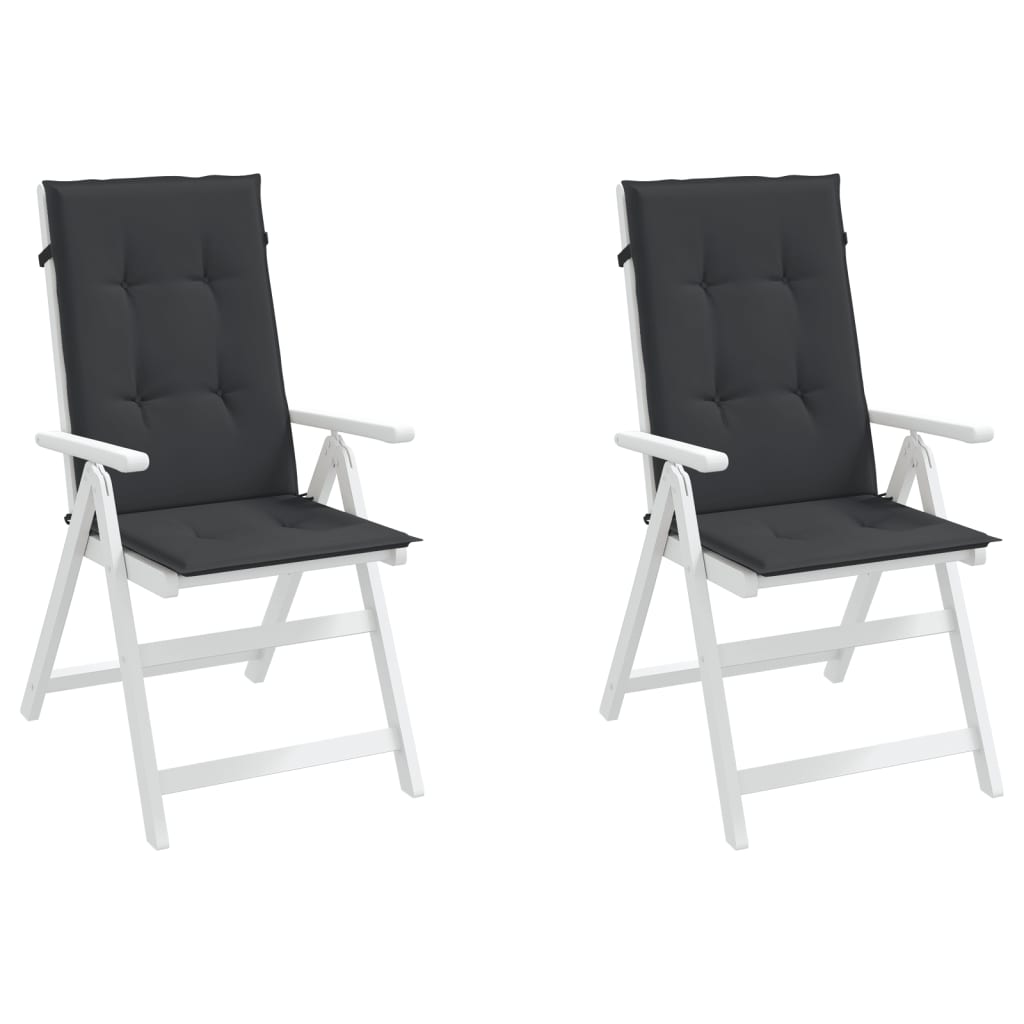 vidaXL dārza krēslu spilveni, 2 gab., melni, 120x50x3 cm, audums