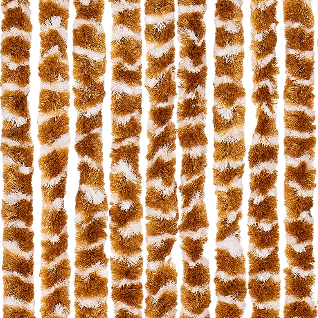vidaXL kukaiņu aizkars, dzeltenbrūns un balts, 100x200 cm, šenils