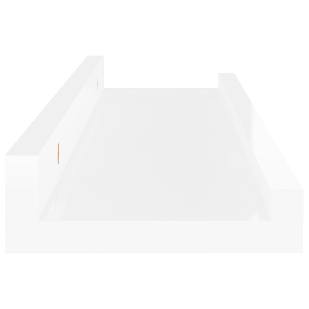 vidaXL sienas plaukti, 4 gab., spīdīgi balti, 40x9x3 cm