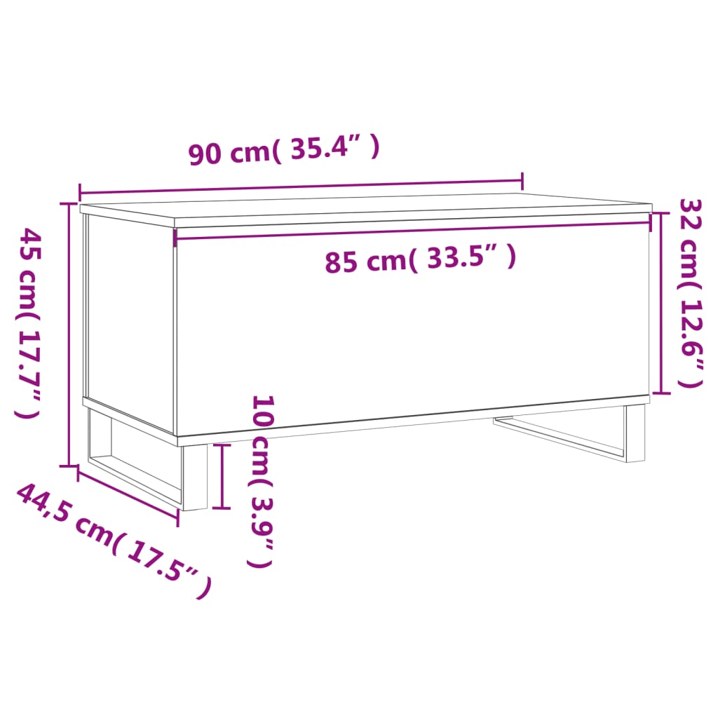 vidaXL kafijas galdiņš, ozola krāsa, 90x44,5x45 cm, inženierijas koks