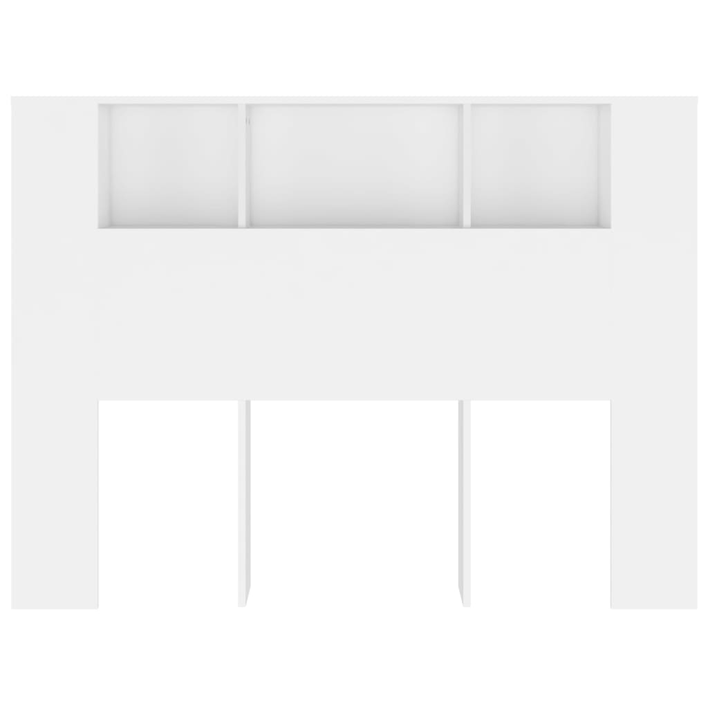 vidaXL gultas galvgalis ar plauktu, balts, 140x18,5x104,5 cm