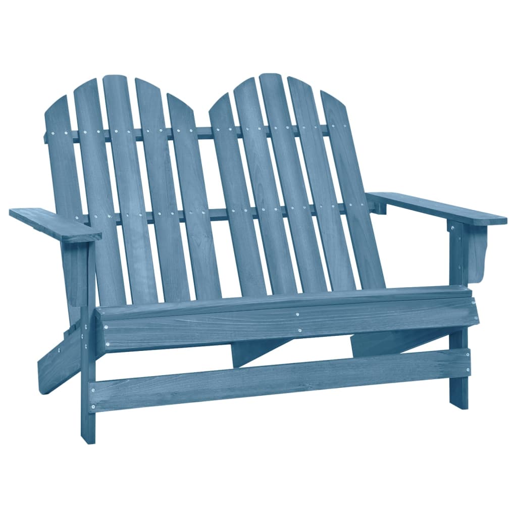 vidaXL divvietīgs dārza krēsls, egles masīvkoks, zils